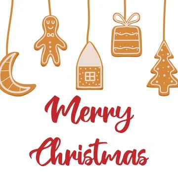Hand-drawn illustration of gingerbread tree. Stock Illustration