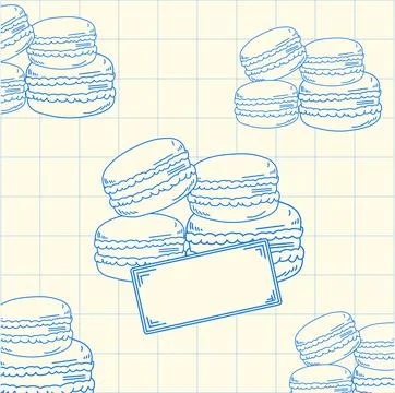 Hand Drawn Illustration of Macarons with Space for Text on Notebook Paper Illustrazione stock