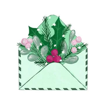 Hand drawn illustration of open letter envelope mailing list, sending business Stock Illustration
