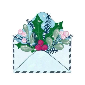 Hand drawn illustration of open letter envelope mailing list, sending business Stock Illustration