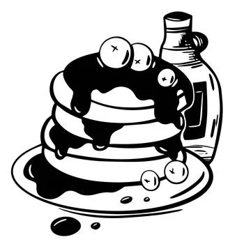 Hand drawn illustration of pancakes in syrup with blueberries in vector Stock Illustration