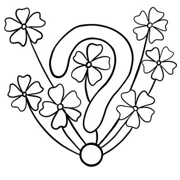 Hand drawn illustration of question mark with leaves flowers nature elements 스톡 일러스트