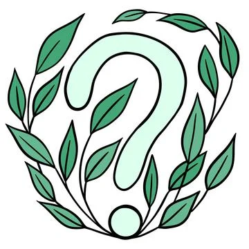 Hand drawn illustration of question mark with leaves flowers nature elements Stock Illustration