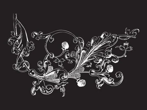 Hand drawn illustration of raspberry branch Baroque vector Stock Illustration