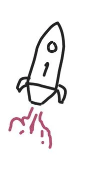 Hand drawn illustration, Rocket Illustrazione stock
