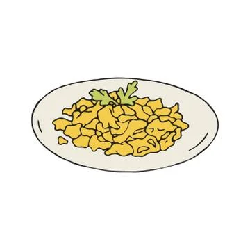 Hand drawn illustration of scrambled eggs Illustrazione stock
