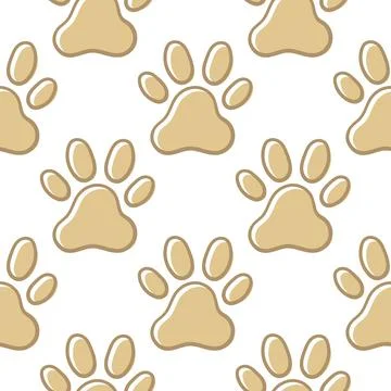 Hand drawn illustration seamless pattern of dog footprints Stock Illustration