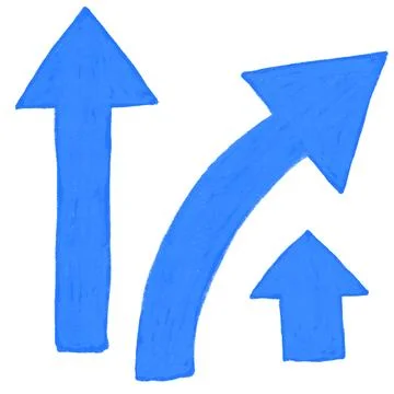 Hand drawn illustration set of blue turquoise simple minimalist arrows Stock Illustration