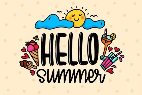 Hand drawn illustration with summer elements Stock Illustration