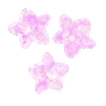 Hand drawn illustration of three pink cute glitter stars. Cute girl girly symbol Stock Illustration