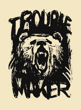 Hand drawn Illustration. Trouble maker. Stock Illustration