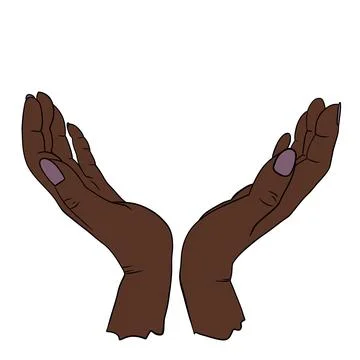 Hand drawn illustration of two human person hands holding in elegant gesture Stock Illustration