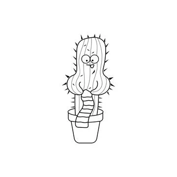 Hand drawn Illustration vector graphic Kids drawing style cactus knitting a.. Stock Illustration