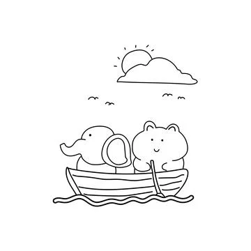 Hand drawn illustration vector graphic Kids drawing style funny cute elepha.. Stock Illustration