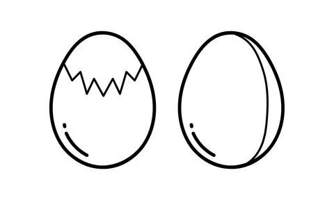 Hand drawn image of cracked egg and whole egg Stock Illustration