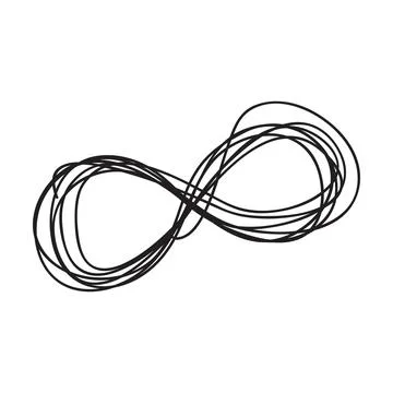Hand drawn infinity doodle, sketch scribble element, pencil art design Illustrazione stock