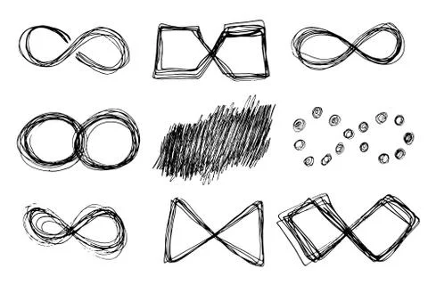Hand drawn infinity icons set. 스톡 일러스트