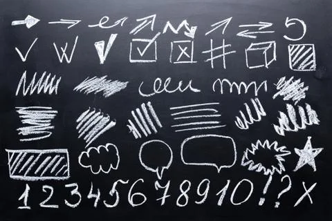 Hand drawn infographic design elements on chalkboard for your design Stock Photos