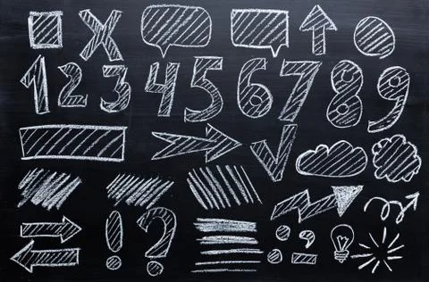 Hand drawn infographic design elements on chalkboard for your design Foto stock