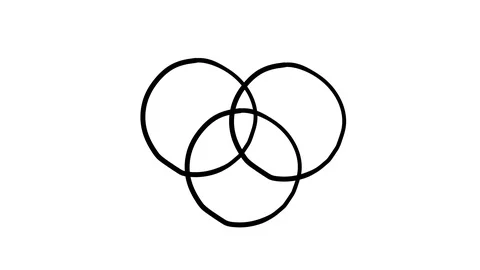 Hand-drawn infographic element - three intersecting circles. Stock Footage 111038365