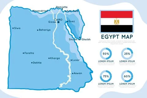 Hand drawn infographic map of egypt Stock Illustration