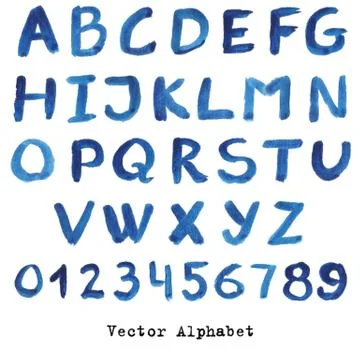 Hand drawn ink alphabet.Vector format Ilustração Stock