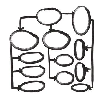Hand drawn ink block scheme. Isolated on white background vector illustration Stock Illustration