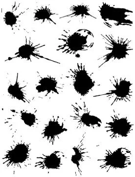 Hand drawn ink blots Illustration