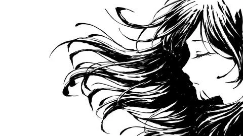 Hand drawn ink brush line art illustration of a beautiful girl Illustration