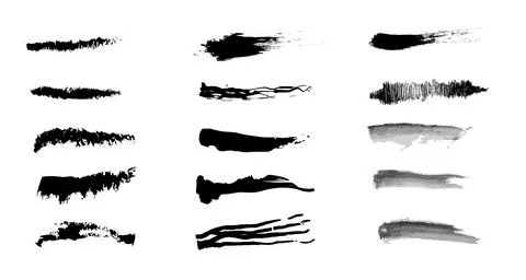 Hand Drawn Ink Brush Stroke Set Stock Illustration