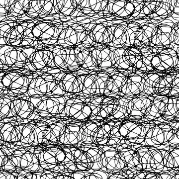 Hand drawn ink doodle simple pattern. Monochrome colors. Expressive seamles.. Stock Illustration
