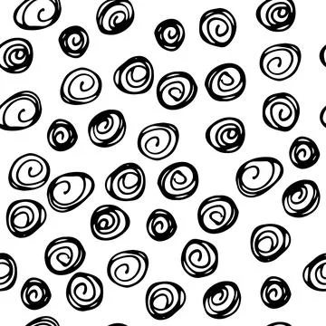Hand drawn ink doodle simple pattern. Round elements. Monochrome colors. Ex.. Stock Illustration