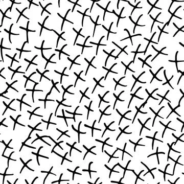 Hand drawn ink doodle simple pattern. Monochrome colors. Expressive seamles.. Stock Illustration