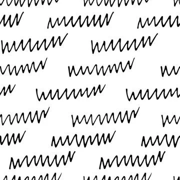 Hand drawn ink doodle simple pattern. Monochrome colors. Expressive seamles.. Stock Illustration