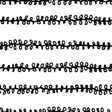 Hand drawn ink doodle simple pattern. Monochrome colors. Expressive seamles.. Stock Illustration