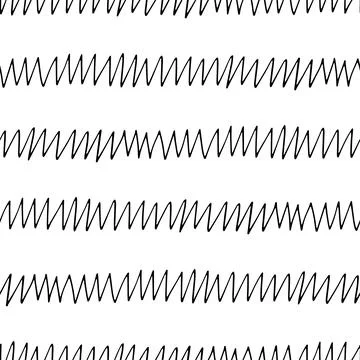 Hand drawn ink doodle simple zigzag pattern. Monochrome colors. Expressive .. Stock Illustration