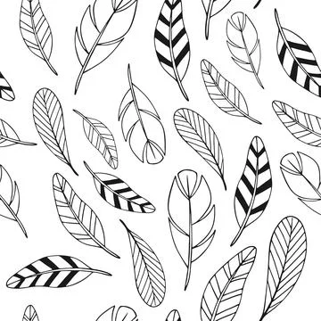 Hand drawn ink doodle simple pattern. Monochrome colors. Expressive seamles.. Stock Illustration