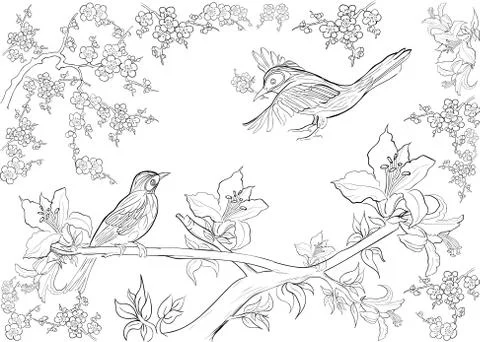 Hand drawn ink pattern. Coloring book for adult Stock Illustration