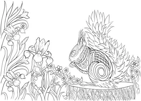 Hand drawn ink pattern. Coloring book for adult Stock Illustration
