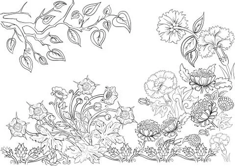 Hand drawn ink pattern. Coloring book for adult Stock Illustration