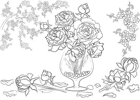 Hand drawn ink pattern. Coloring book for adult Stock Illustration