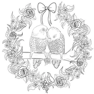 Hand drawn ink pattern. Coloring book for adult Stock Illustration