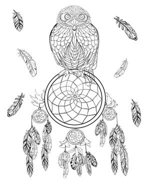 Hand drawn ink pattern. Coloring book for adult Stock Illustration
