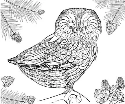 Hand drawn ink pattern. Coloring book for adult Stock Illustration