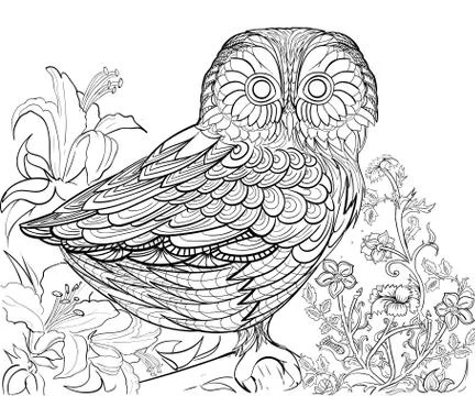 Hand drawn ink pattern. Coloring book for adult Stock Illustration