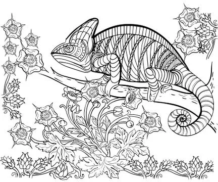 Hand drawn ink pattern. Coloring book for adult Stock Illustration