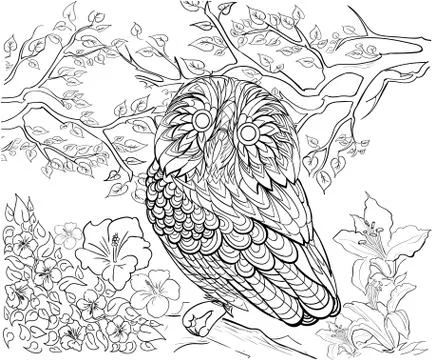 Hand drawn ink pattern. Coloring book for adult Stock Illustration