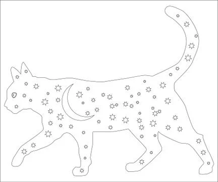 Hand drawn ink pattern. Coloring book for adult. Vector illustration cat イラスト素材