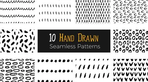 Hand drawn ink seamless pattern Stock Illustration