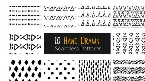 Hand drawn ink seamless pattern Stock Illustration